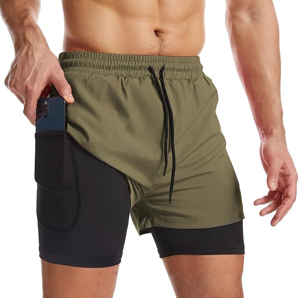 Muscle Killer Men's 2 in 1 Running Shorts Quick Dry Gym Athletic